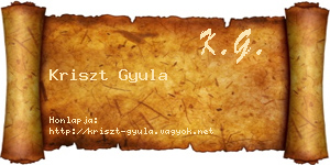 Kriszt Gyula névjegykártya